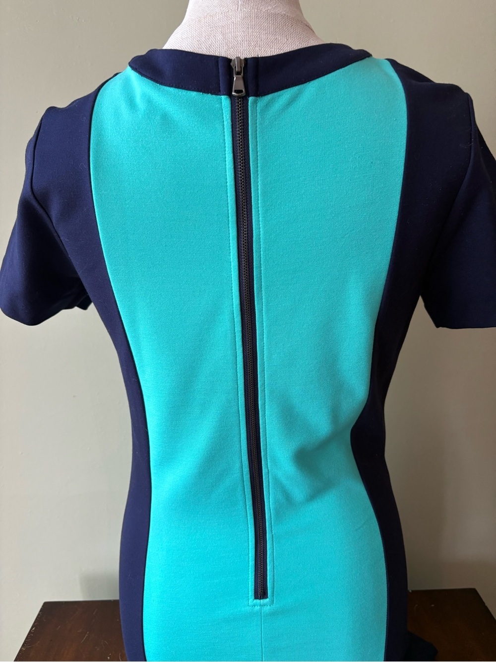 Kenneth Cole Reaction Teal Navy mini dress Sz s Preppy Office Old money - Picture 3 of 9